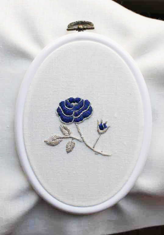 リネン刺繍糸生地セット 青<br />オ-ガニック　オフ白